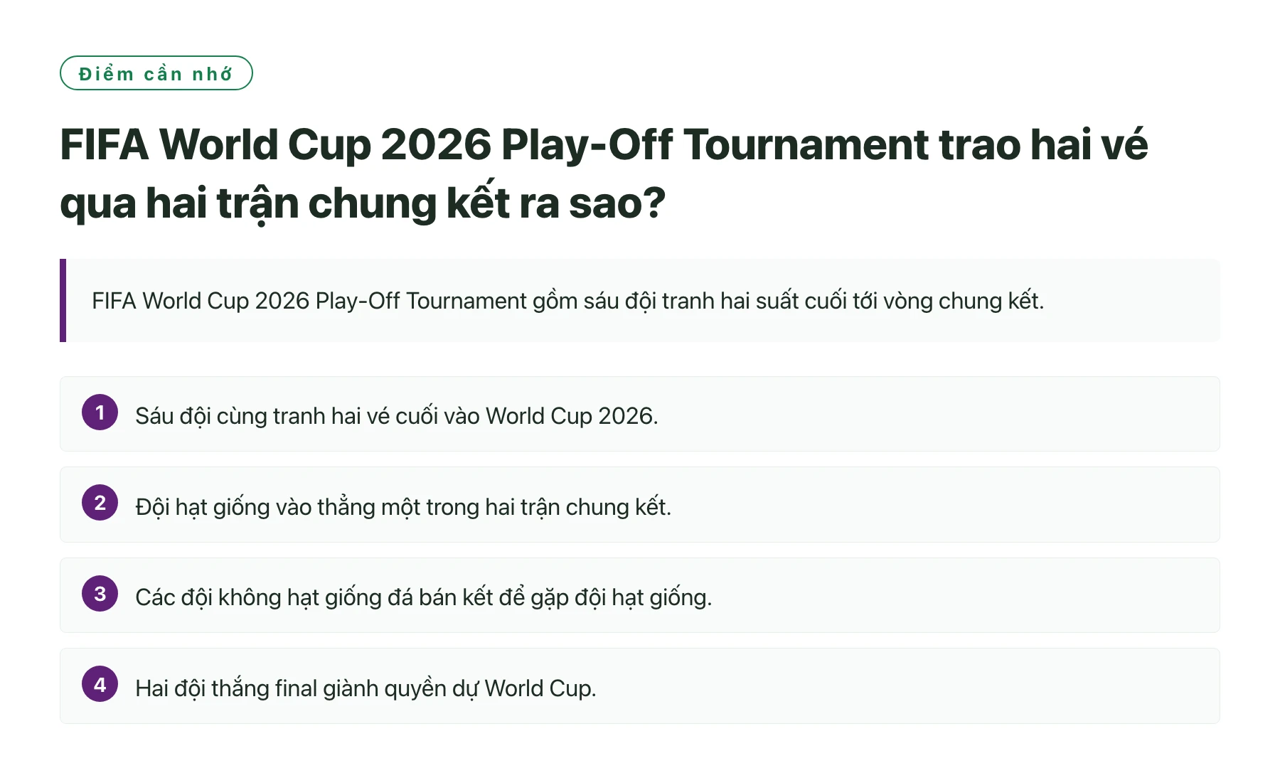 FIFA World Cup 2026 Play-Off Tournament trao hai vé qua hai trận chung kết ra sao?——全文要点速览